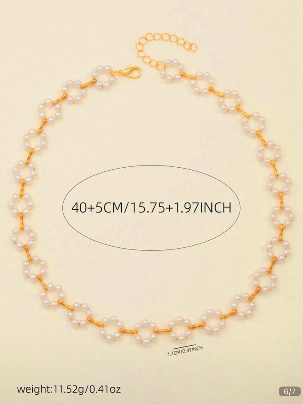 Classic White Pearl Cluster Choker Necklace - Gold Accent - Picture 6 of 6